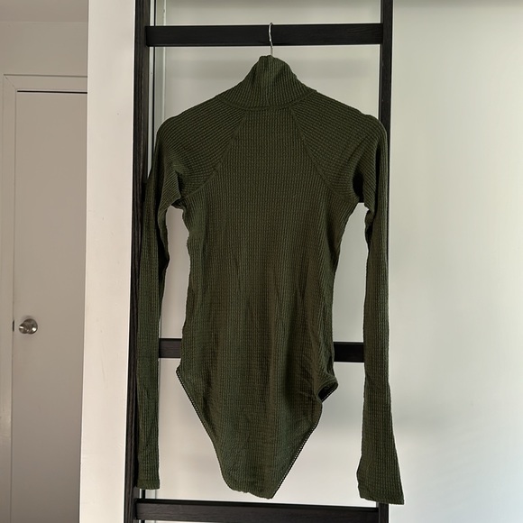 Free People Turtleneck Knit Bodysuit Army Green - Picture 7 of 8
